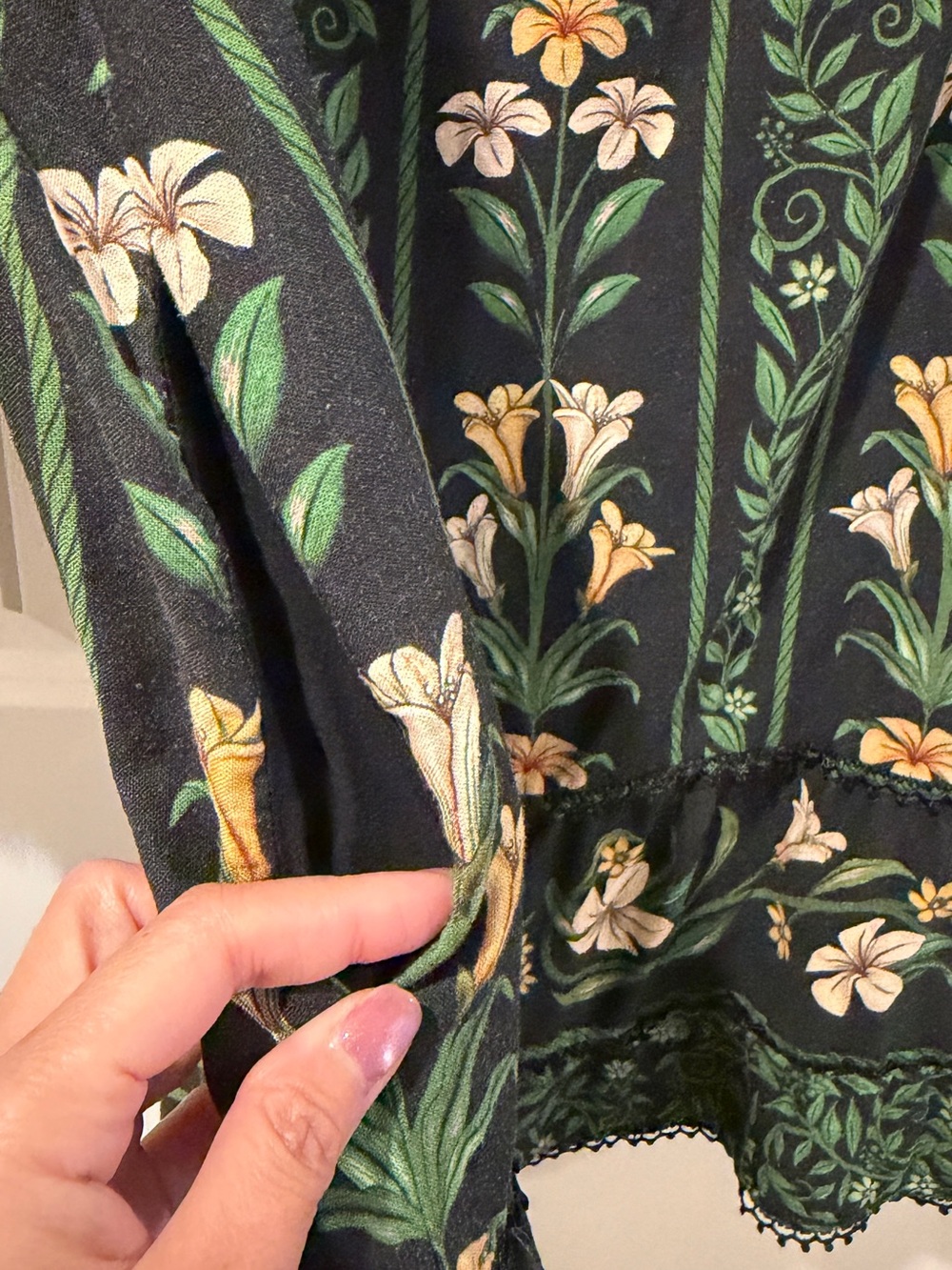 FARM Rio Black Floral Mini Dress with Green and Yellow Print - Picture 3 of 7